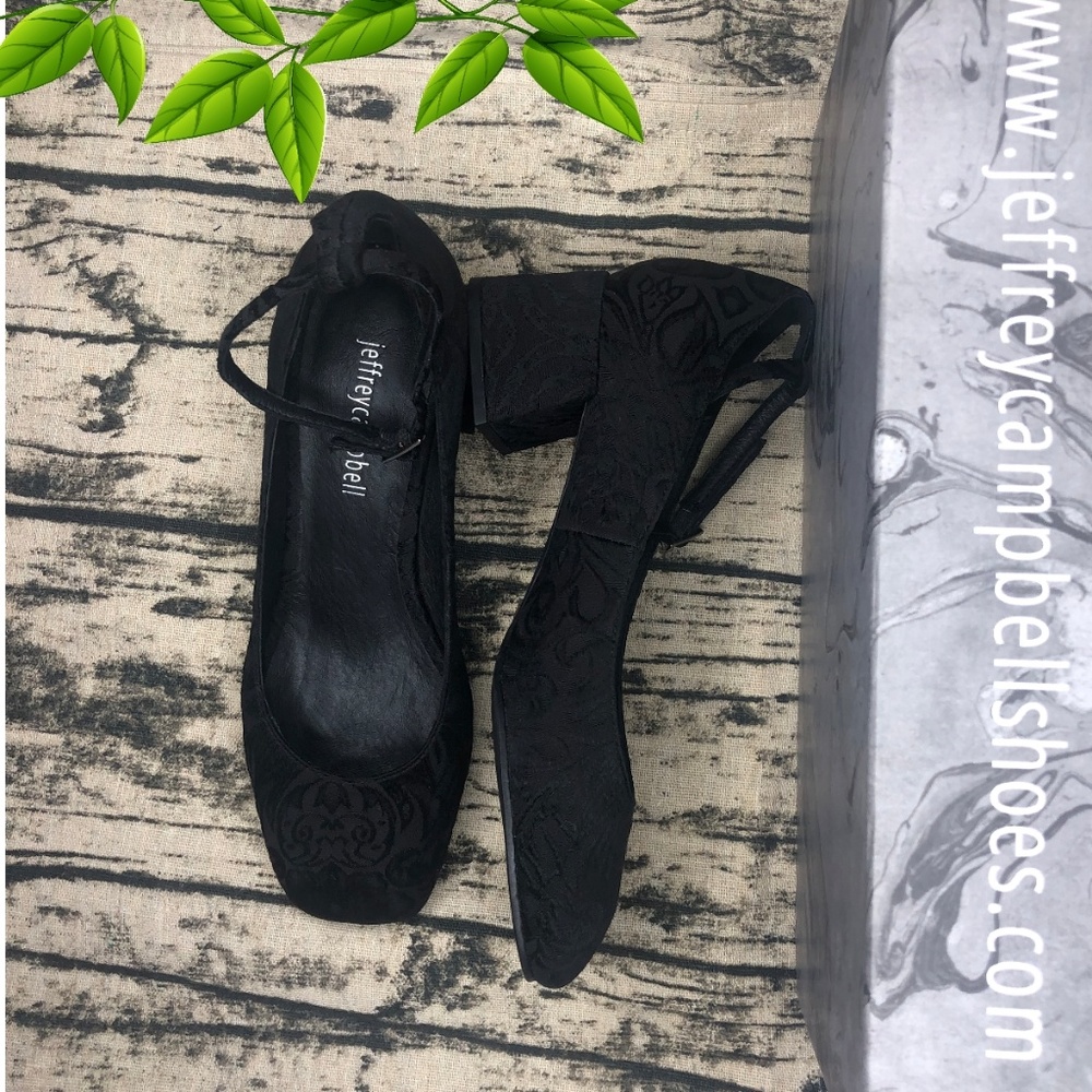 Jeffrey Campbell black floral ankle strap  Size 6